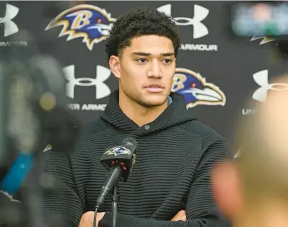 ?? KEVIN RICHARDSON/STAFF ?? If the Ravens are able to suppress a remarkable quartet of 49ers playmakers, safety Kyle Hamilton’s ability to morph on every snap will be key.