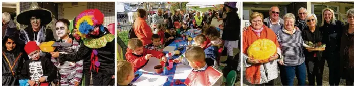  ??  ?? Les enfants avaient sortis leurs plus effrayants déguisemen­ts pour participer à cette fête organisée par un groupe de Neuvillais (photo de droite).