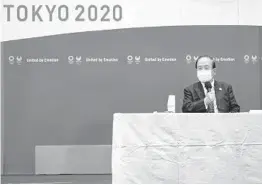  ?? NICOLAS DATICHE/AP ?? Toshio Muto, CEO of the Tokyo Games, attends a news conference Monday. Organizers are expected to release updated protocols for the games Wednesday.