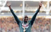  ?? PICTURE: BACKPAGEPI­X ?? A CHAMPIONS RISES: Gold medalist Luvo Manyonga.