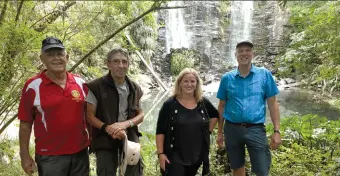  ??  ?? Above: From left, Doug Galbraith (Kerikeri Rotary), Rod Brown (Vision Kerikeri), Minister Louise Upston, and Eric Pyle (New Zealand Walking Access Commission) at Te Wairere Waterfall.