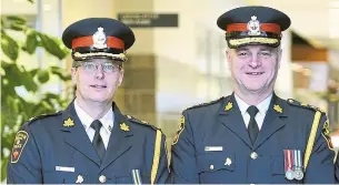  ?? RYAN PFEIFFER METROLAND FILE PHOTO ?? A complaint to the province accuses Dean Bertrim, left, of lying under oath to cover up for Durham Police Chief Paul Martin, an allegation a lawyer for the senior officers says is false.