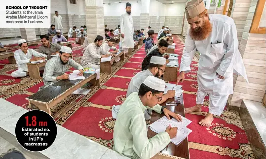  ?? ?? SCHOOL OF THOUGHT Students at the Jamia Arabia Makhzanul Uloom madrassa in Lucknow