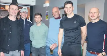  ?? (Pic: John Ahern) ?? Chairman of Castlelyon­s GAA, John McCarthy, pictured with some of the players who attended last Friday night’s fundraisin­g Aintree preview in The Pedlar’s Rock Bar, l-r: Colm Spillane, Anthony Spillane, Eoin Maye, Colm Barry and Alan O’Regan.