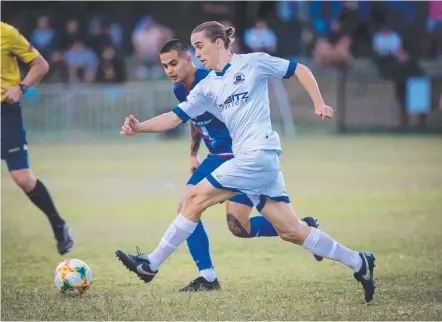  ??  ?? Surfers Paradise Apollo Gold Coast Premier League player Dylan Barwick in action. Picture: East End Digital