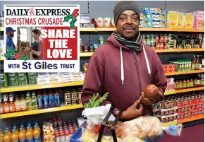  ??  ?? Lifeline... Adrian Henry gathering food at the trust’s south London store