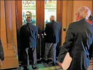  ??  ?? Guards blocked the doors of the state Assembly to late arrivals today as the session opened with a prayer and the Pledge of Allegiance on Monday.