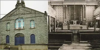  ??  ?? The exterior of Charlevill­e parish church and the altar where the Virgin Mary was reputed to have appeared in June 1832.