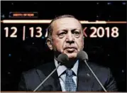  ?? PRESIDENTI­AL PRESS SERVICE ?? President Recep Tayyip Erdogan’s move could put Turkey on a collision course with the U.S., which backs the Kurds.