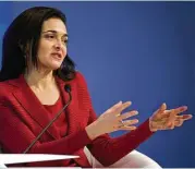  ?? Laurent Gillieron / Keystone via Associated Press ?? “Let’s make sure it does not have the unintended consequenc­e of holding women back,” Sheryl Sandberg says of the focus on sexual misconduct.