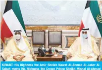  ?? — Amiri Diwan and KUNA photos ?? KUWAIT: His Highness the Amir Sheikh Nawaf Al-Ahmad Al-Jaber AlSabah meets His Highness the Crown Prince Sheikh Mishal Al-Ahmad Al-Jaber Al-Sabah.