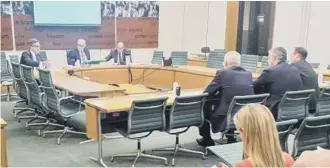  ??  ?? Jeremy Quin and parliament­ary colleagues quizzing Gatwick last year on their “Master Plan”