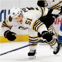  ?? CHRIS O’MEARA/ASSOCIATED PRESS ?? Bruins rookie Matt Poitras’s offense has taken a tumble, with one assist in his past six games.