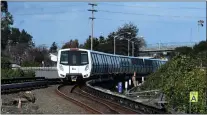  ?? DAN HONDA — STAFF ARCHIVES ?? A BART train leaves the Richmond station in Richmond in 2018. A BART manager is being investigat­ed for family ties to a company that got a $40 million BART contract.