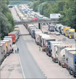  ??  ?? Operation Stack in action on the M20 – there are warnings it could be in place regularly after the UK leaves the EU