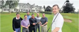  ??  ?? Tee break Binos boss Dave Mackay (seen here at his testimonia­l golf day at Blairgowri­e) will be swapping football boots for golf shoes at the Stirling Albion Golf Day next week