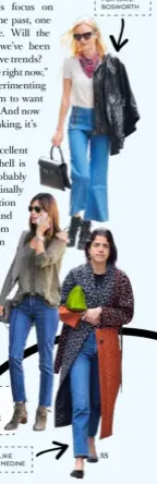  ??  ?? ALESSANDRA AMBROSIO LIKES DENIM WITH A LITTLE EXTRA DETAIL GO LEAN LIKE LEANDRA MEDINE IT’S FLATFRONT, CROPPED AND FLARED FOR KATE BOSWORTH