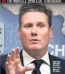  ??  ?? SOFTER OPTION Starmer has other ideas on EU talks