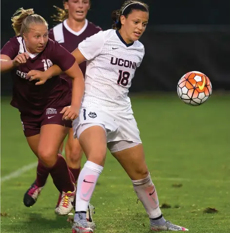  ?? Submitted photo ?? Former Cumberland High All-State and UConn standout Stephanie Ribeiro, 23, right, hopes to start her profession­al career Saturday in Seattle. Ribeiro suffered an ACL injury that ruined her first profession­al season after a super career with the Huskies.