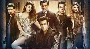  ??  ?? A BORE: Saqib Saleem, Jacqueline Fernandez, Anil Kapoor, Bobby Deol, Daisy Singh, Salman Khan, seated, star in Race 3.