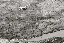  ?? U.S. Fish andWildlif­e Service / Associated Press ?? An airplane flies over caribou on the coastal plain of the Arctic NationalWi­ldlife Refuge in northeast Alaska. Critics say Wednesday’s first-ever oil and gas lease sale was a bust.