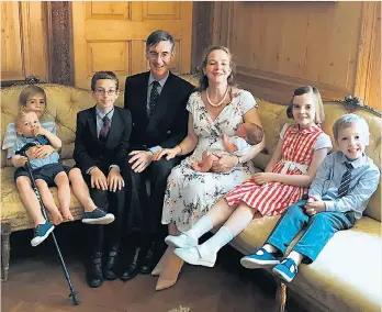  ??  ?? Six of the best: Jacob Rees-mogg, the MP for North East Somerset, last week announced the birth of baby Sixtus Dominic Boniface Christophe­r, a brother for Peter, Mary, Thomas, Anselm and Alfred