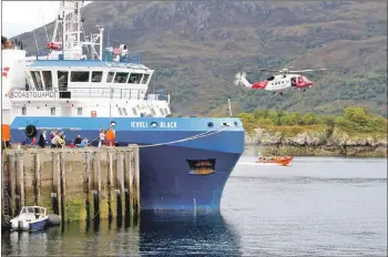  ??  ?? The coastguard helicopter put on a display of winching and low flying.