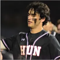  ?? KYLE FRANKO — TRENTONIAN PHOTO ?? Senior outfielder Michael Chiaravall­o hit nine home runs for Hun last season.