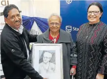  ?? Picture: BRIAN WITBOOI ?? HIGH REGARD: Paterson High School principal Dr Sivan Pillay, left, helps Reverend Roxanne Jordaan, right, present a special recognitio­n award to Myrtle Frost, centre, for her contributi­on towards education during a Napdi’s annual Honouring Our...