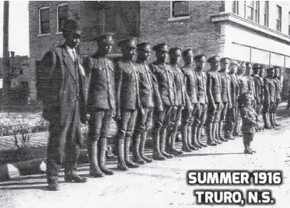  ??  ?? No. 2 Constructi­on Battalion, also known as the Black Battalion, was stationed at Truro before their journey overseas during the first world war.