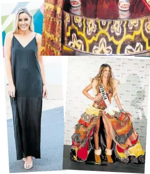  ??  ?? HOT: This sheer maxi is perfect for the Aussie climate. HIT OR MISS? Miss Australia 2010 Jesinta Campbell in her national costume which featured high-heeled ugg boots.