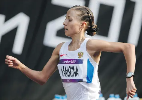  ?? EMILIO MORENATTI THE ASSOCIATED PRESS FILES ?? Race walker Olga Kaniskina is among six Russian athletes whose doping suspension length is being challenged by the IAAF, track and field’s world governing body.