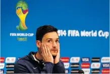  ?? Martin Rose/Getty Images ?? France goalkeeper Hugo Lloris attends a news conference on Thursday in Rio de Janeiro, Brazil. The French face Germany today.