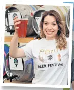  ?? ?? Beer festival Sarah Coutts pouring pints in 2019