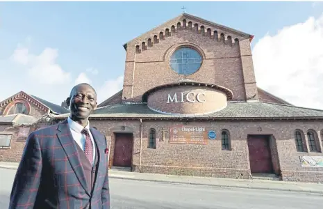  ?? ?? Reverend Dr Peter Adegbie at the former St Columba’s Church in Southwick.