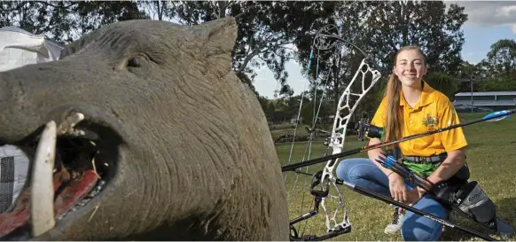  ?? Photo: Kevin Farmer ?? ON TARGET: Amber Reinbott won the 3D Archery Associatio­n of Australia under-18 national championsh­ip in a single arrow shoot-off earlier this month.