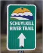  ?? BEN HASTY — MEDIANEWS GROUP ?? A trail marker for the Schuylkill River Trail at Riverfront Park in Pottstown on January 13, 2021. The Schuylkill River Trail runs through the park.