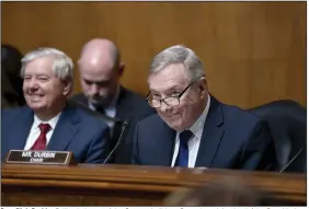  ?? (AP/J. Scott Applewhite) ?? Sen. Dick Durbin, D-Ill., chairman of the Senate Judiciary Committee, joined at left by Sen. Lindsey Graham, R-S.C., the ranking member, leads a hearing Tuesday at the Capitol in Washington.