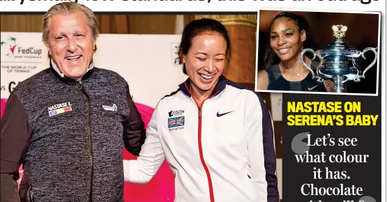  ?? GETTY IMAGES ?? Keothavong smiles awkwardly with Romania captain Nastase, who asked for her hotel room number