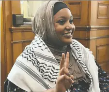  ?? LIAM CASEY/THE CANADIAN PRESS ?? Independen­t MPP Sarah Jama, who has Palestinia­n family, held firm Thursday after being told to exit the legislatur­e for wearing a kaffiyeh, which had led to her removal earlier this week.