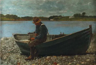  ??  ?? Winslow Homer (1836-1910), Winding Line, 1875. Oil on canvas, 15¾ x 22 in. Private collection, courtesy Minnesota Marine Art Museum, Winona, MN. All artwork on view at Cape Ann Museum.