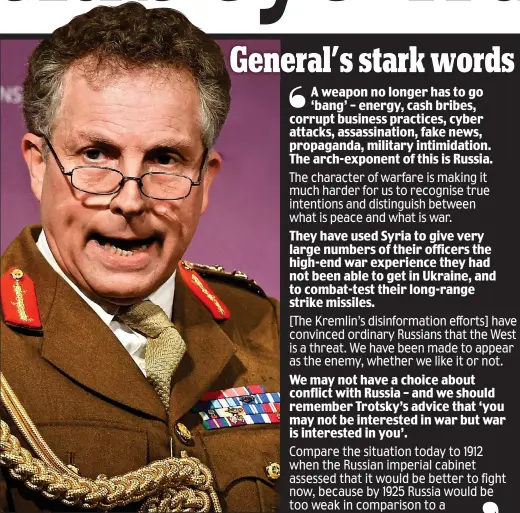  ??  ?? Fears: General Sir Nick Carter in London yesterday