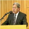  ??  ?? Minister For Racing Winston Peters.