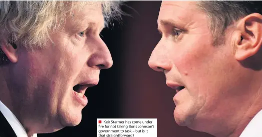  ??  ?? ■ Keir Starmer has come under fire for not taking Boris Johnson’s government to task – but is it that straightfo­rward?