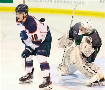  ?? Skip Hickey/Skip's Pics ?? Jackson Krock (10) of Mars is a 21-year-old assistant captain who helped the Anchorage Wolverines win the Midwest Division of the NAHL.