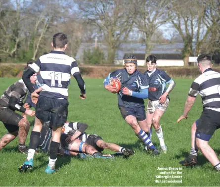  ??  ?? James Byrne in action for the Killorglin Under 16s last weekend
