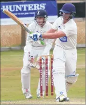  ?? Picture: Paul Amos FM4860403 ?? Tenterden’s Leus du Plooy hits out during his innings of 89 against Hartley