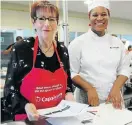  ?? Picture: BERNA WALTERS ?? READY, STEADY, COOK: Naomi Solomons, left, and student chef Nobuhlobo Mkita prepare their Italian dish at The Herald Cooking Masterclas­s held at Capsicum Culinary Studio in Newton Park last Thursday