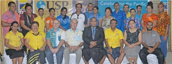  ?? Photo: USP ?? Commission­er Northern Jovesa Vocea (seated fifth from left) with staff and students of the University of the South Pacific Labasa campus at the university’s 50th Anniversar­y celebratio­n in Labasa on July 16,2018.