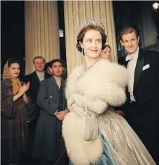  ?? NETFLIX ?? Claire Foy, centre, stars in The Crown, which has earned her a nod for best actress in a drama. Elisabeth Moss is probably her main competitio­n. Both women having given outstandin­g performanc­es this season.